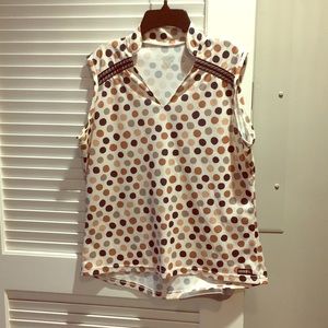 Collared polka dot athletic tank